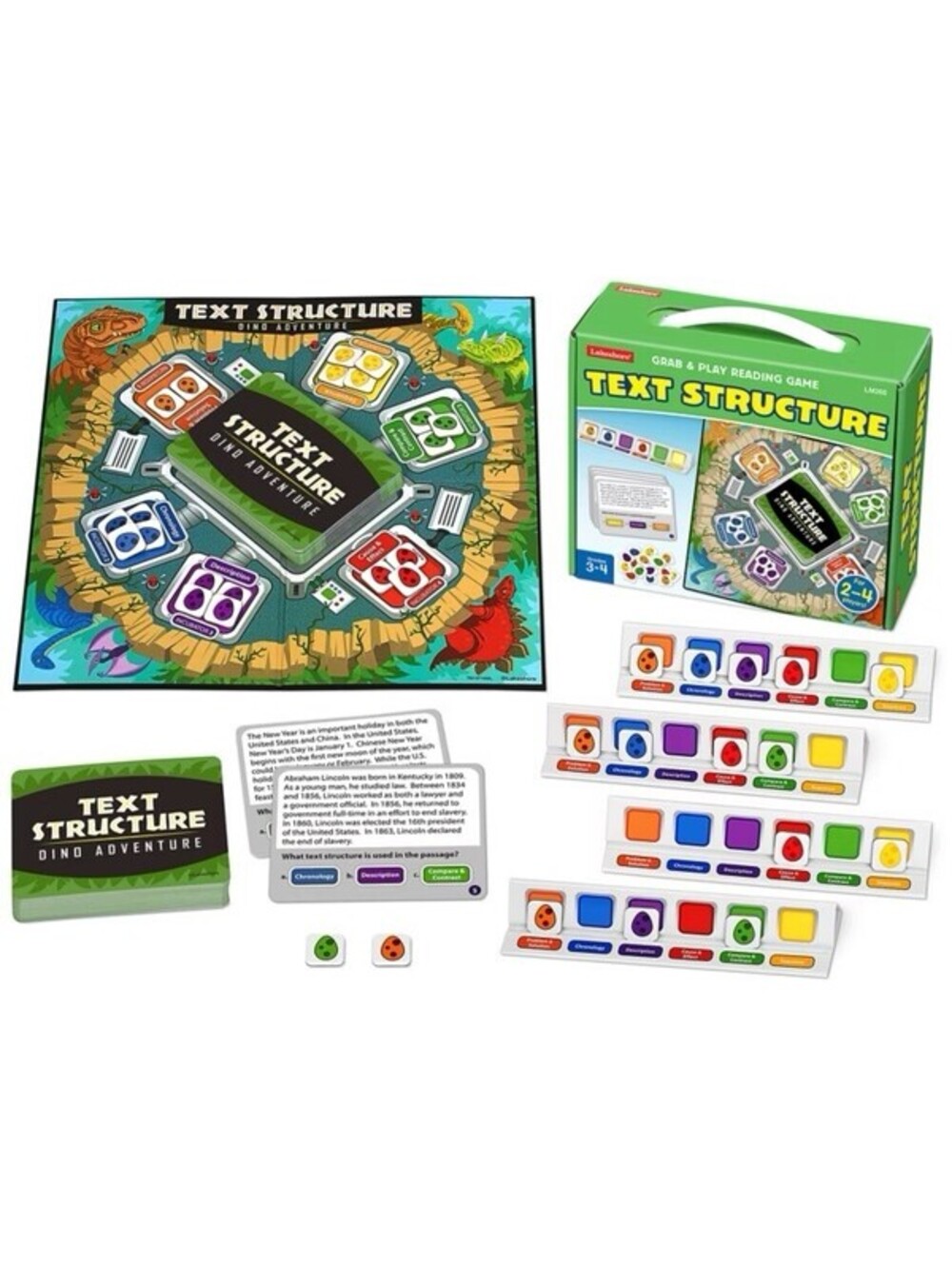 Lakeshore Text Structure Grab & Play Reading Game New Sealed, Dino Theme